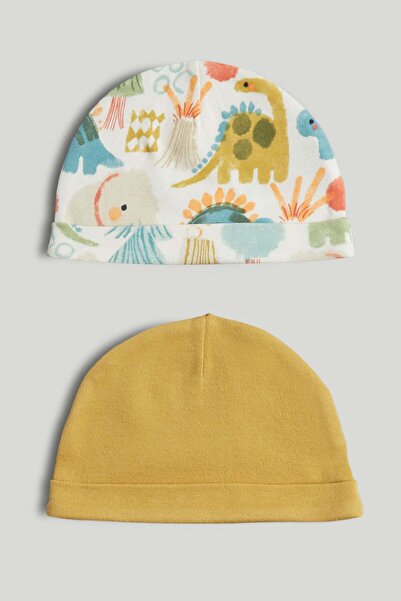 MOTHERCARE 2 Pack Dino Cotton Baby Hats