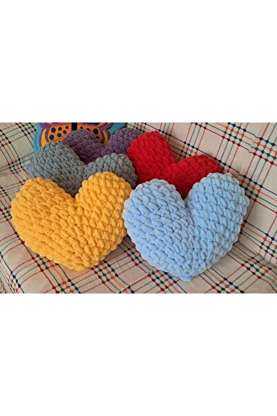 R&N HANDMADE DESIGN Handmade, Soft, Stylish Decorative Yellow Heart Pillow with Filling