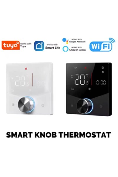 OEM Moes Smart Thermostat WiFi for Underfloor Heating with Gas Boiler, Knob & LCD Touchscreen, Tuya, Bla