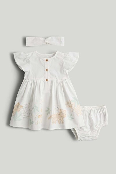 MOTHERCARE White Safari Dress 3-Piece Outfit