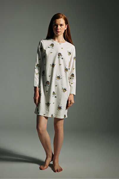 Hays Kadın Pamuklu Uzun Kollu Gecelik