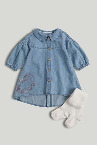 MOTHERCARE فستان شامبراي وجوارب طويلة