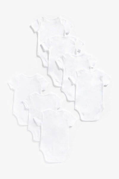 MOTHERCARE White Short-Sleeved Bodysuits - 7 Pack