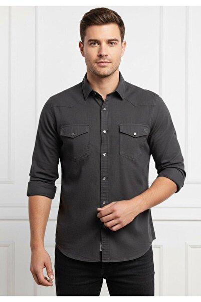 OwenLife Owen Life Gabardin Τζιν Εύκαμπτο Πουκάμισο Υψηλής Ποιότητας