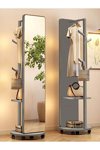 fulina 3-in-1 Floor to Ceiling Full Body Mirror,Rotating Solid Wood Frame Bedroom Floor to Ceiling Mirror,S