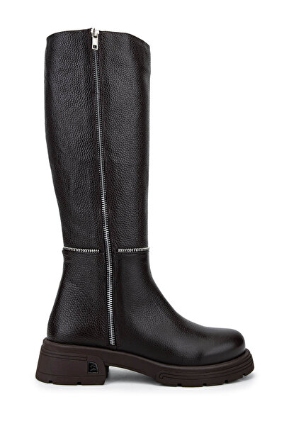 Tamer Tanca Kadın Hakiki Deri Kahverengi Floter Klasik Çizme