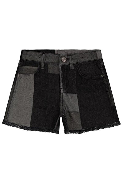 Civil Girls Plaid Patterned Shorts for Ages 6-9 - Black 6-7 Years Old