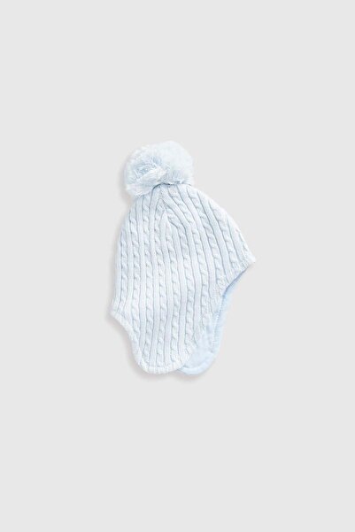 MOTHERCARE Blue Knitted Trapper Baby Hat