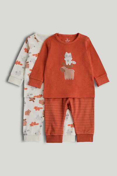 MOTHERCARE 2 Pack Wildlife Baby Pyjamas