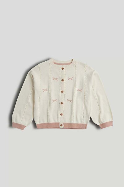 MOTHERCARE Cream Pointelle Embroidered Cardigan
