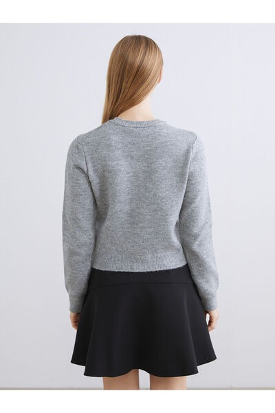 LC Waikiki Crew Neck Stone Embellished Women's Knit Cardigan (W5)