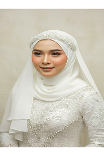 Çınar Aksesuar Pearl Beaded Hijab Bridal Headpiece |   Elegant Turban Crown A...
