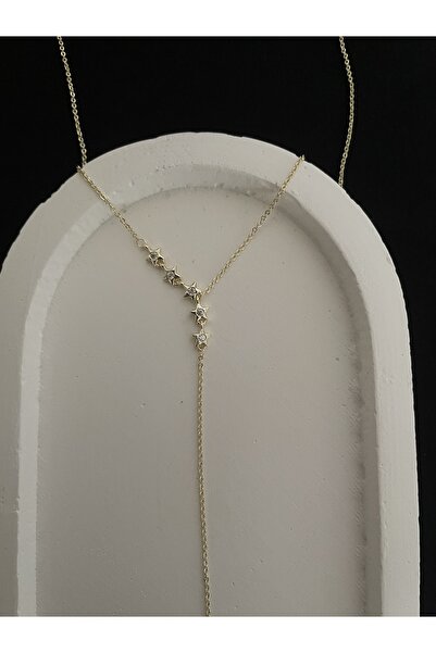 Luna Çelik Gold Y Model Dekolte Kolye
