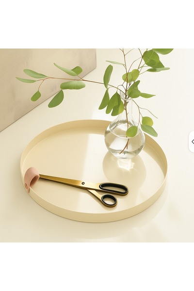 hemlife Decorative Presentation Tray 33 cm Round Tray with Metal Leather Handles