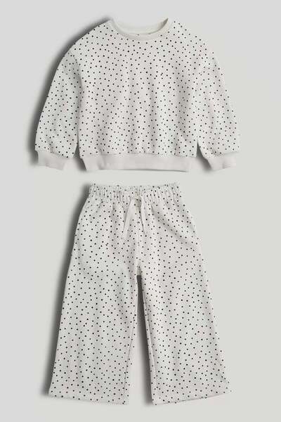 MOTHERCARE White Spotty Sweat Top and Jogger Set