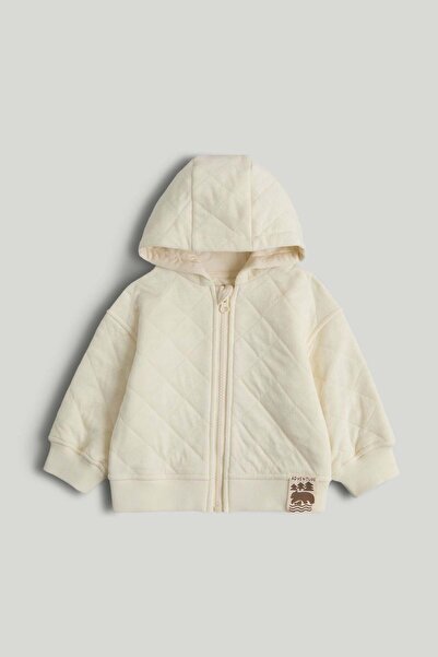 MOTHERCARE Cream Quilted Zip-Up Hoodie