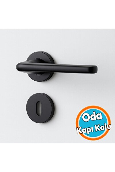 NZB Oda Tipi Kapı Kolu Rozetli Mat Siyah Sağ Sol Uygun Modern İç Kapı Kilitli 1 Takım