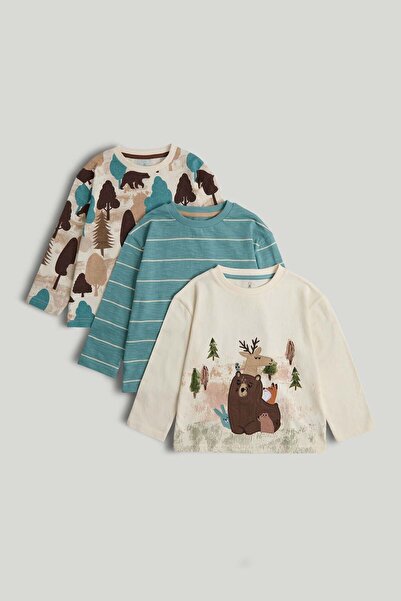 MOTHERCARE 3 Pack Bear Long-Sleeved T-Shirts