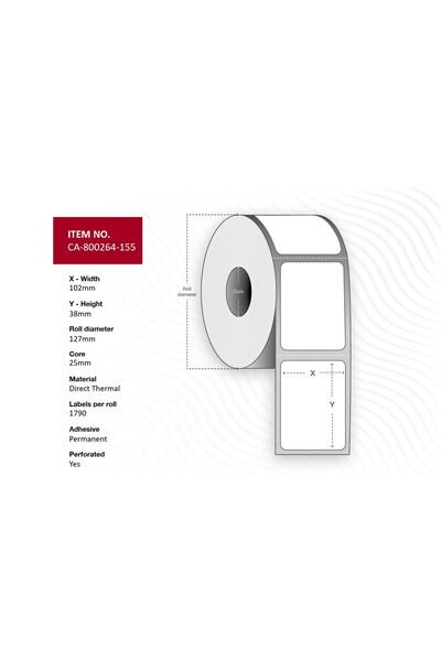 Other Capture Thermal Labels 102x38mm Core 25 1790/roll 12pk