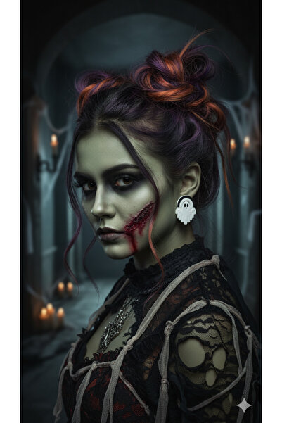 Lu Atelier Boo Arc Handmade Polymer Clay Earrings – Black and White Minimal Ghost Design