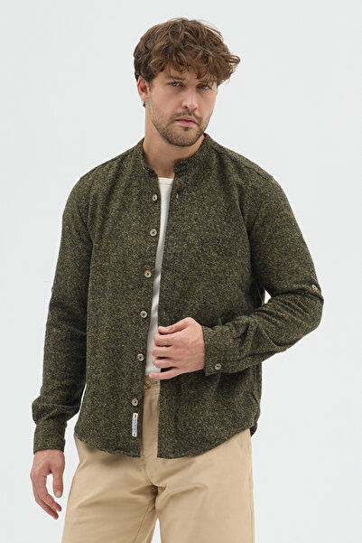 Cosplay Erkek Hakim Yaka Kırçıllı Flanel Dokuma Kumaş Cepsiz Kalın Kışlık Overshirt Gömlek