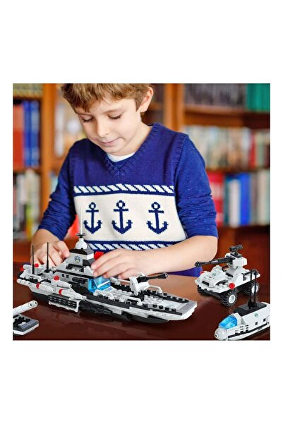 COOYA 472 pieces DIY police helicopter patrol boat police car