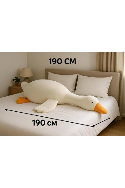 onestophube Dev Uzun Peluş Beyaz Kaz Oyuncak Dolması Gerçekçi Büyük Kanatlar ...