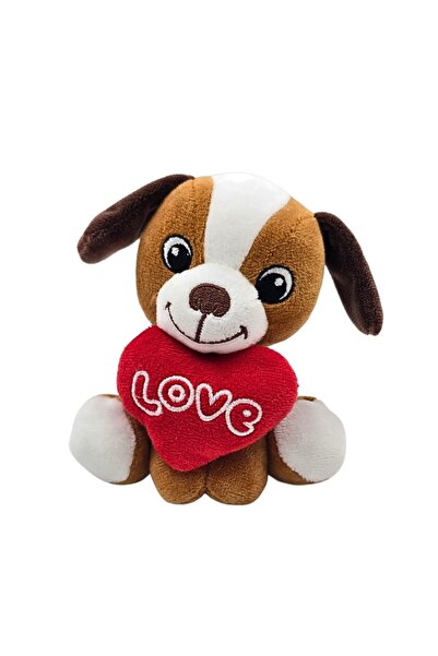 Gift Design Jucărie de pluș, cățeluș cu inimă, culoare maro, 15 cm