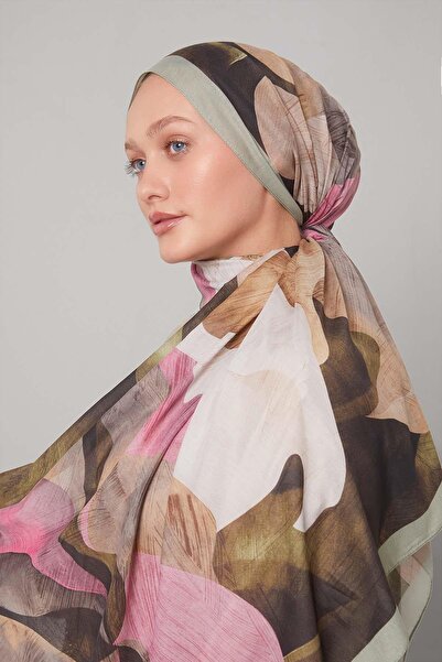 Levidor Haki Çiçek Desen Sport Şal