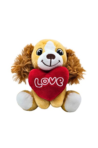 Gift Design Плюшена играчка, кученце със сърце, цвят сьомга, 15 см