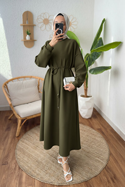 zhrcelebi Elegance Scuba Dress 2211 - Khaki