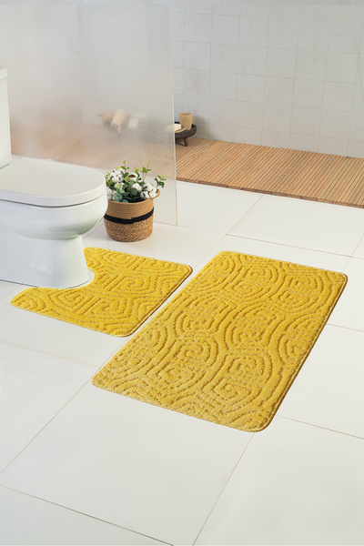 Moda Dekor Standart Wellen Sarı 50x80+50x40cm | Kaymaz Taban,Yıkanabilir,Maki...