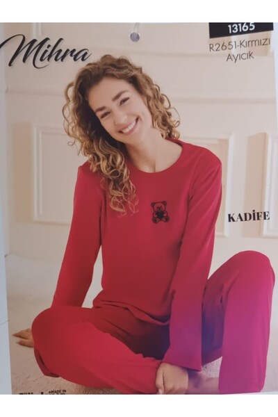 Mihra 400-10-25 Velvet Fabric Crew Neck Long Sleeve Women's Pajama Set