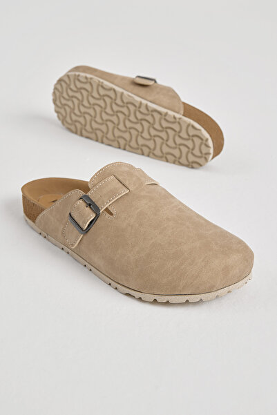 Tonny Black Чоловічі бежеві товсті поліестерові капці з застібкою спереду