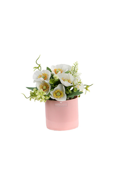 Yapay Çiçek Deposu Yellow Cobalt Ida Artificial Glass Beautiful Flower White 20 cm