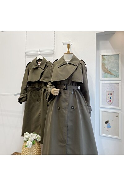 Faya Boutique Haki Yeşili Rüzgarlıklı Gloss Trençkot