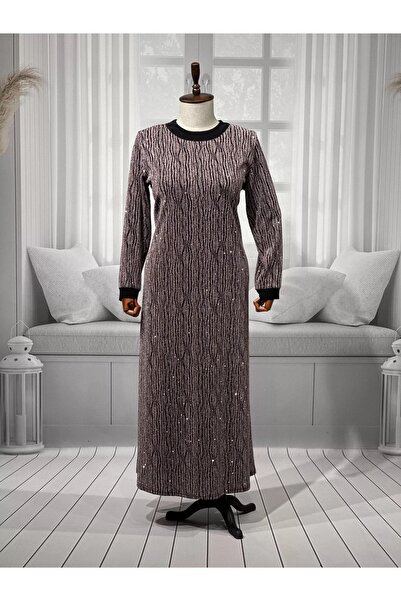 HESNA Βραδινό φόρεμα μητρικής ποιότητας με κέντημα με πέτρα με στάμπα χαβιάρι