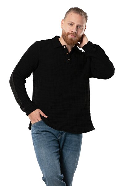 Eliş Şile Bezi Long Sleeve Double Muslin Men's Autumn and Winter Sweatshirt B...