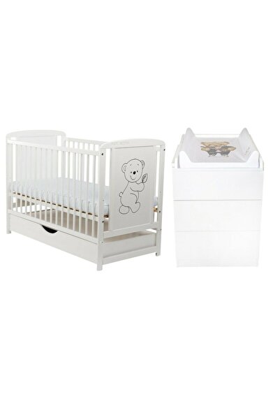 Babyneeds Set mobilier pentru copii, BabyNeeds: Patut din lemn de pin, cu ser...
