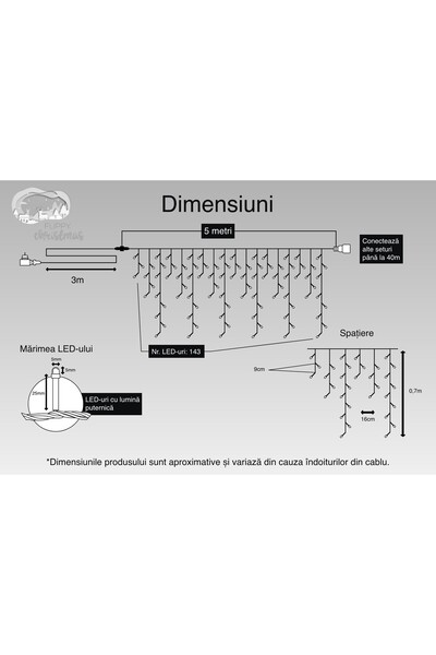 Flippy Christmas Curtain Lights, 5 m, 143 Blue LEDs, Flash, Remote Transformer, Interconnectable, 3