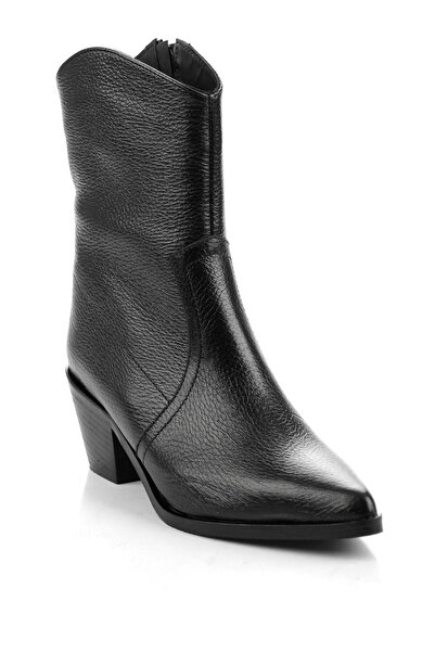 Bambi Siyah Hakiki Deri Kadın Bot & Bootie K02140000403