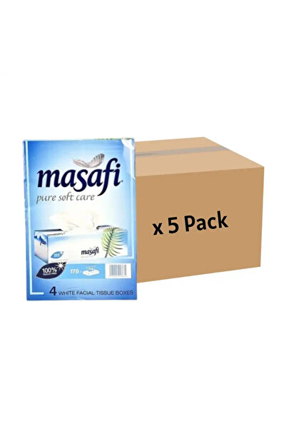MASAFI مناديل وجه بيور سوفت كير، مكونة من طبقتين، عبوة من 4 علب، 170 ورقة - عبوة من 5 قطع