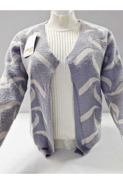 Aslan Kadın Yumuşak Dokulu Desenli Triko Hırka - Ceket