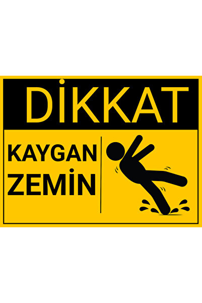 Dekor Paleti Dikkat Kaygan Zemin Uyarı Levhası 35x25 cm | Sarı Siyah Uyarı Ta...
