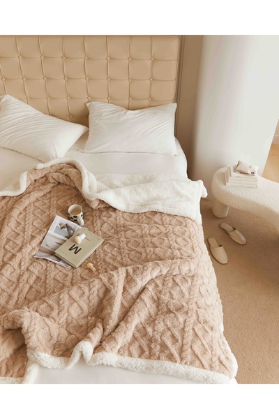 CHIRASO Cocolino CHIRASO Blanket, 200x230cm, Thick, with Fur on the Inside, Double Bed, Soft and Fluffy