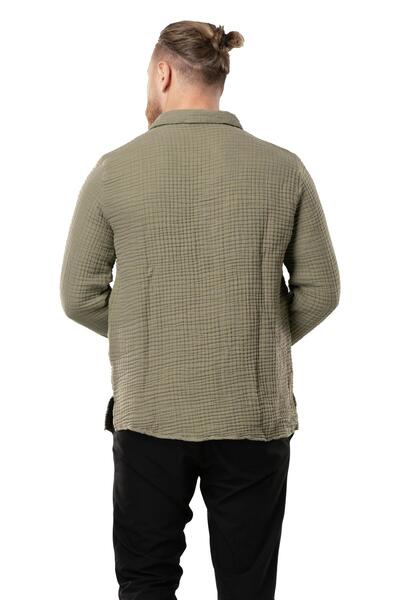 Eliş Şile Bezi Long Sleeve Double Muslin Men's Autumn and Winter Sweatshirt Khaki Hk