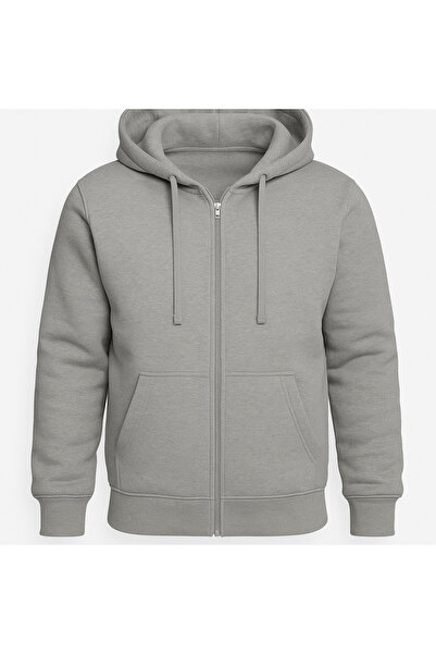 Nakış Sanatı Unisex Şardonlu 3 İplik Fermuarlı Kapüşonlu Sweatshirt