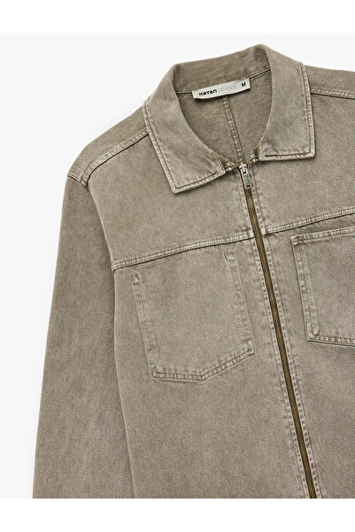 Koton Μπουφάν από βαμβακερό τζιν με μακρυμάνικο κλασικό γιακά με λεπτομέρεια ραφής και τσέπες