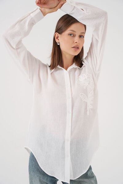 Hiccup Cămașă cu mânecă lungă brodată cu nasturi BDART