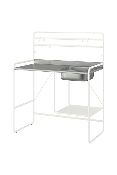 hobiurun Mini mutfak, beyaz-paslanmaz çelik, 112x56x139 cm